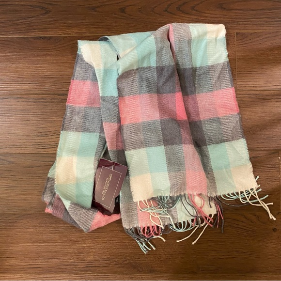 John Hanly & Co Ltd Accessories - John Hanly & Co Blue Pink Plaid Scarf Irish Merino Wool